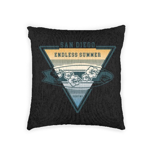 san diego endless summer Woven Pillows