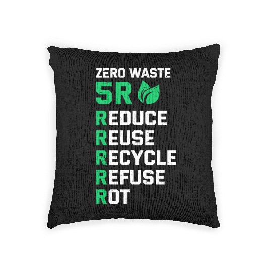 5R Waste Earth Day Planet Environment Trees Woven Pillows