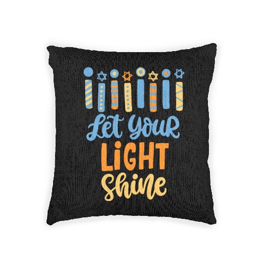 Funny Hanukkah Let Your Light Shine Menorah Adults Woven Pillows