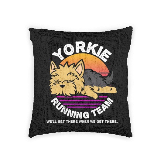 Funny Yorkie Running Team Woven Pillows Kids Men Women Gif
