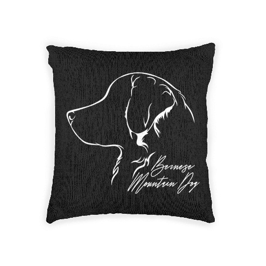 Funny Bernese Mountain Dog Profile dog mom Woven Pillows