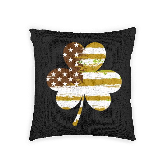USA Shamrock lucky charm United States Woven Pillows