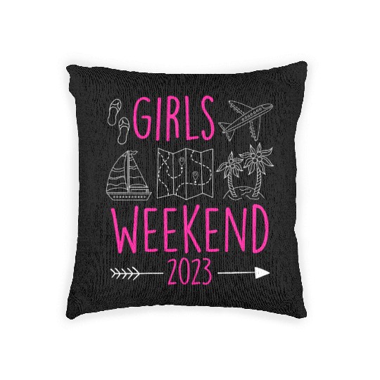 Girls Weekend 2023 Girls Trip Spring Break Woven Pillows