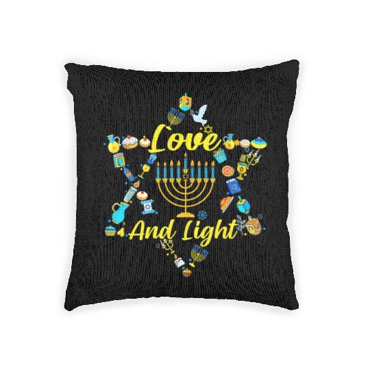 Love and Light Hanukkah Woven Pillows Jew Menorah Jewish C