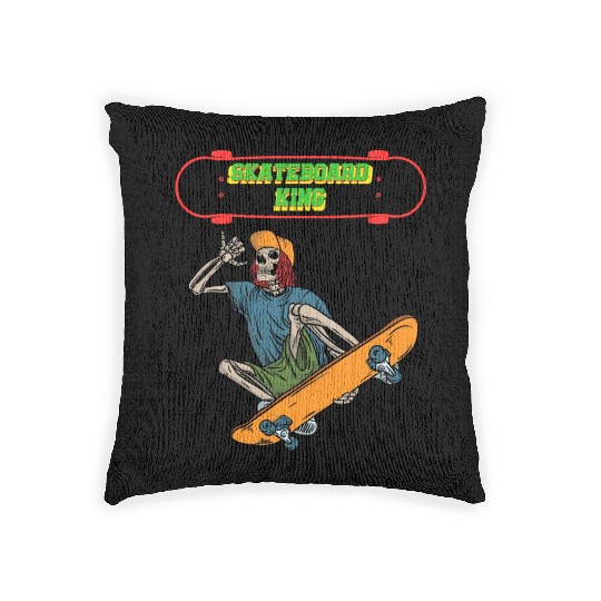 Skateboard king, Skateboard, Skateboard sport Woven Pillows
