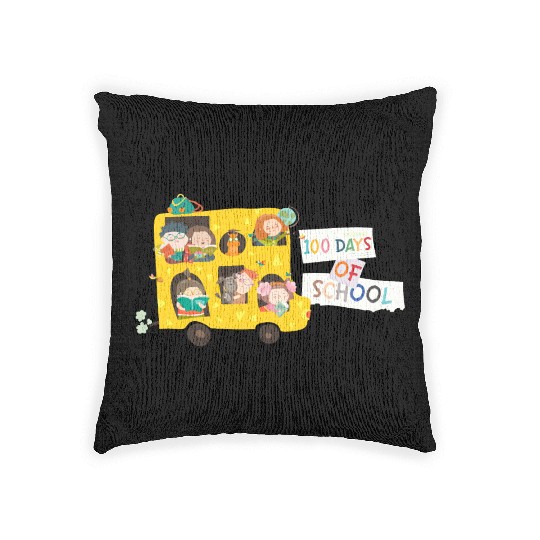 100 days of school children in the school bus Woven Pillows