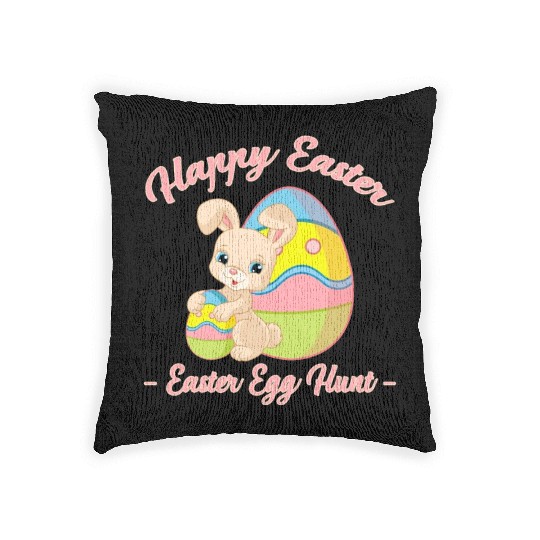 Happy Easter Egg Hunt Bunny Gift Woven Pillows