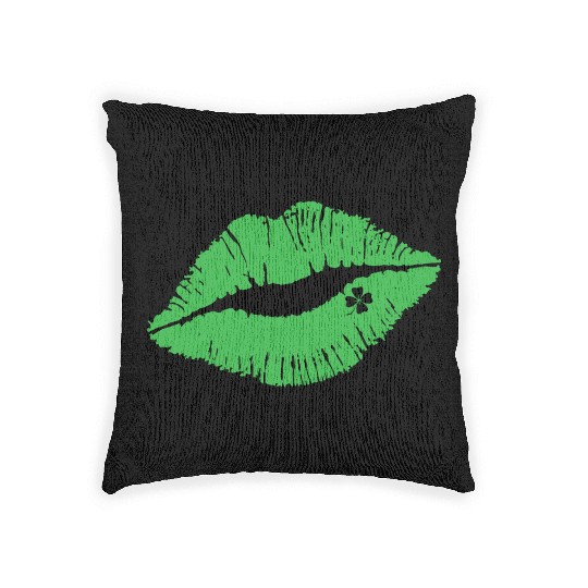 Lips Shamrock Woven Pillows, St Patricks Day Presents