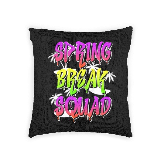 Spring Break Squad Summer Vacation Spring Break Woven Pillows
