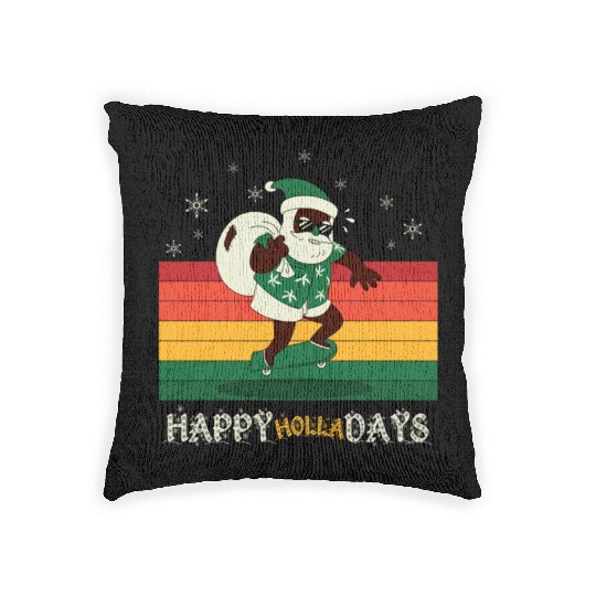 African American Santa Claus Woven Pillows