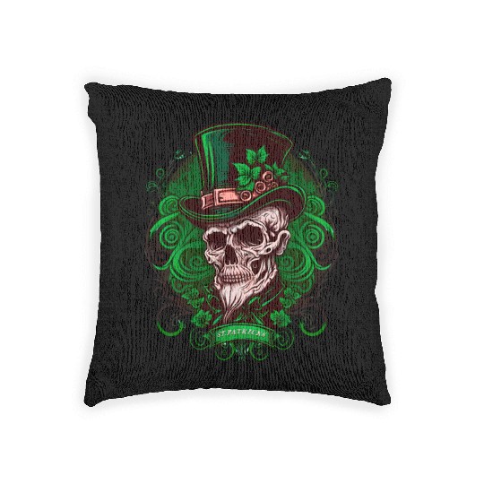 Sugar Skull Saint Patricks Day of Dead Woven Pillows