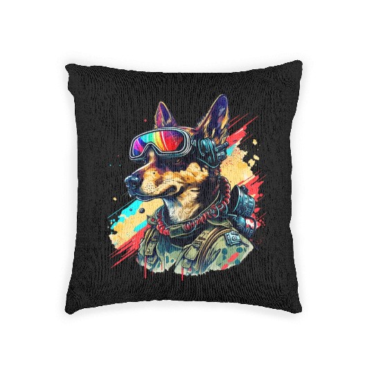 Dog Pilot German Shepherd for Aviation and Dog Woven Pillows
