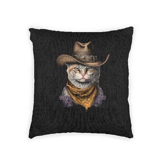 Meowdy Cat Meme Country Meow Howdy Funny Woven Pillows