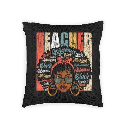 Black Smart Teacher Afro Love Melanin African Amer Woven Pillows