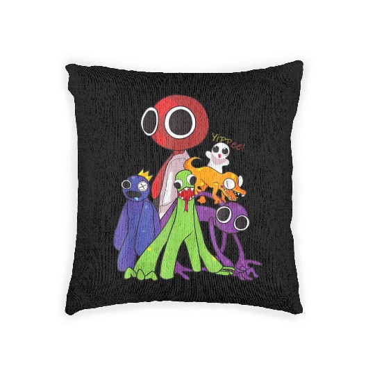 Rainbow Friends blue red orange green Woven Pillows