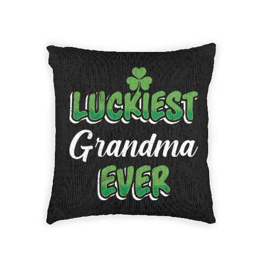 St. Patrick's Day saying Luckiest Grandma ever Woven Pillows
