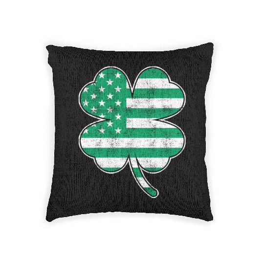 USA Shamrock St. Patrick's Day USA Woven Pillows