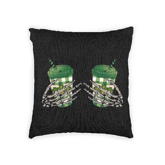 Skeleton Hand Patricks day Graphics Woven Pillows