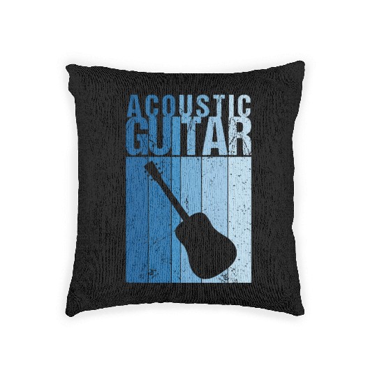 Vintage Acoustic Guitar Country Blues Musician Woven Pillows