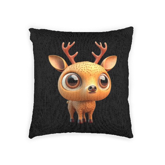 Cute deer cartoon character Woven Pillows