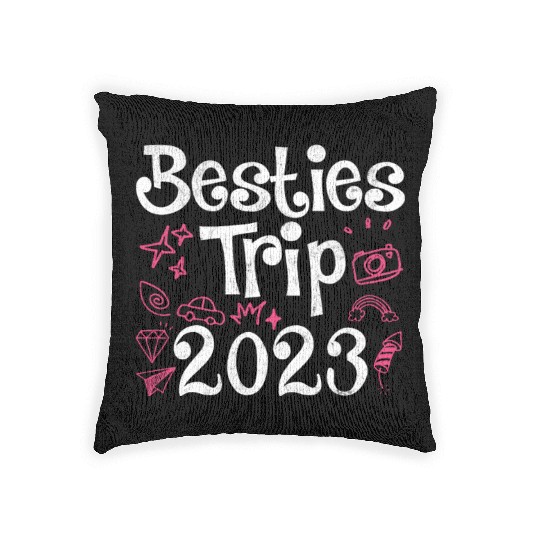 Besties Trip 2023 Summer Vacation Spring Break Woven Pillows
