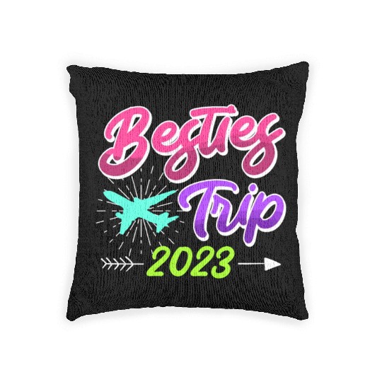 Besties Trip 2023 Vacation Friends Spring Break Woven Pillows