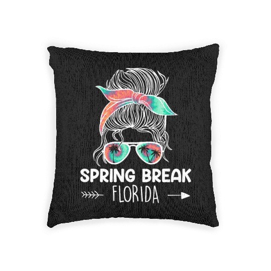 Spring Break Florida off duty vacation teacher Woven Pillows