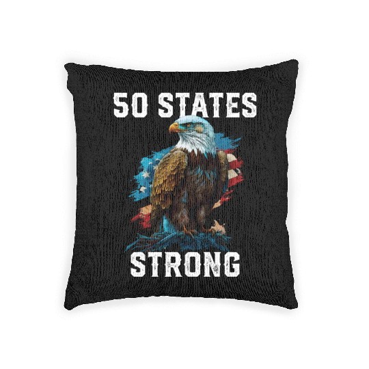 50 States Strong American Bald Eagle America 4th Woven Pillows