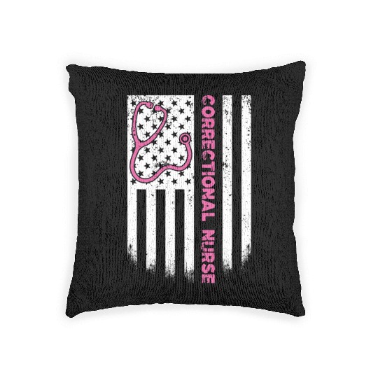 Correctional Nurse American flag US Stethoscope RN Woven Pillows