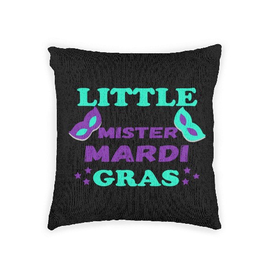 little mister mardi gras great Gift fo boys & men Woven Pillows