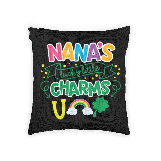 Nana's Lucky Little Charms Clover Shamrock Woven Pillows