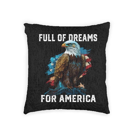 Full Of Dreams For America 4th of July Patriotic Woven Pillows