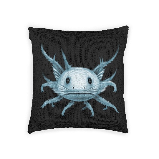 axolotl staring at you - blue version Woven Pillows