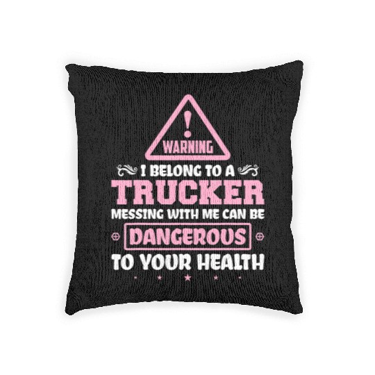 Truck Driver I Love My Trucker Wife Girlfriend Gir Woven Pillows