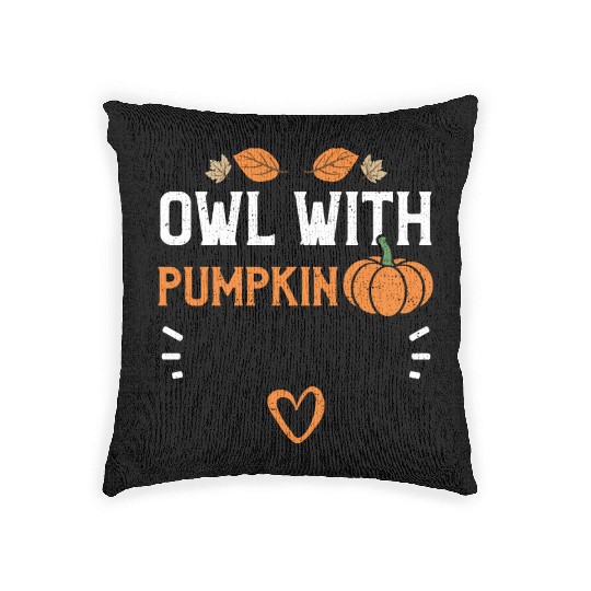 Owl With Pumpkin - Pumpkin Woven Pillows