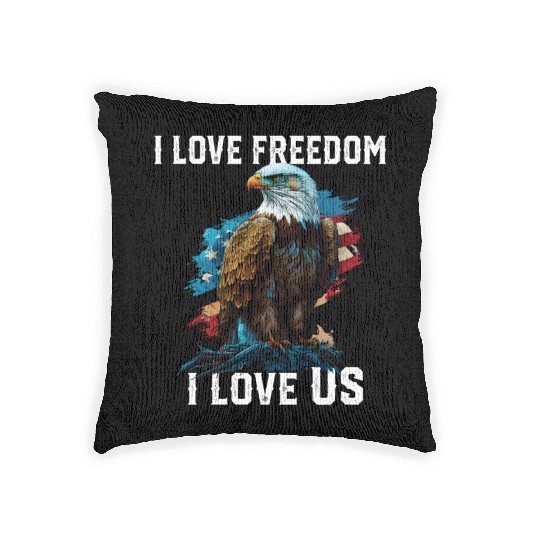 I Love Freedom I Love US American Bald Eagle Woven Pillows