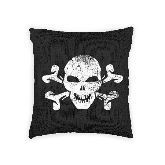 Cracked Skull And Crossbones Woven Pillows