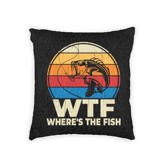 WTF wheres the fish Woven Pillows