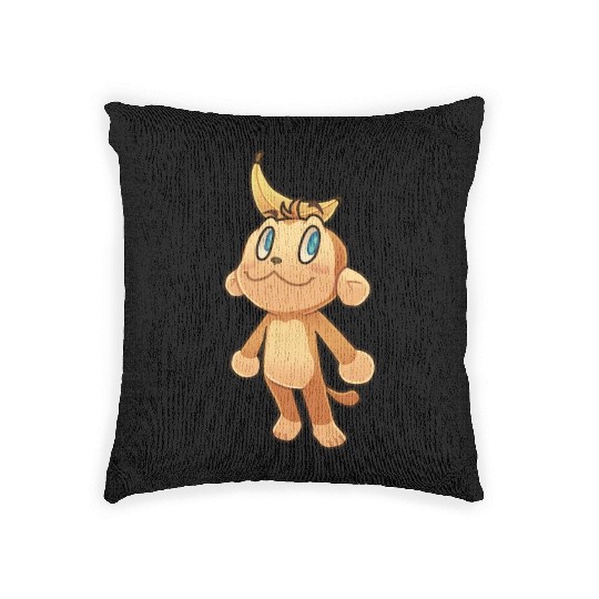 banana monkey Woven Pillows