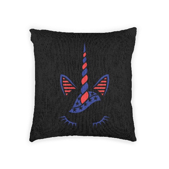 USA Flag Unicorn Sublimation Woven Pillows