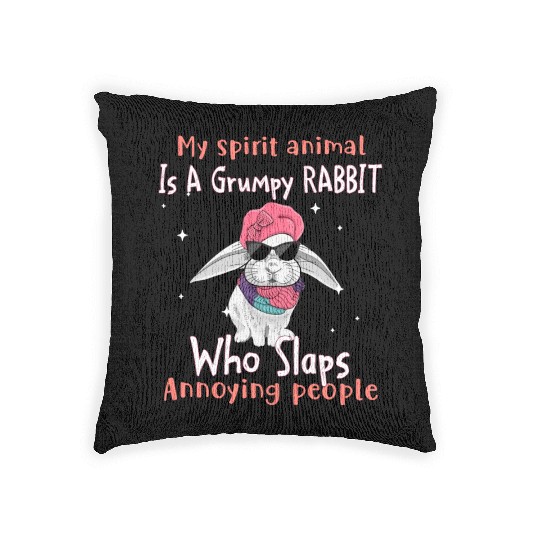 My Spirit animal Is A Grumpy Rabbit Woven Pillows