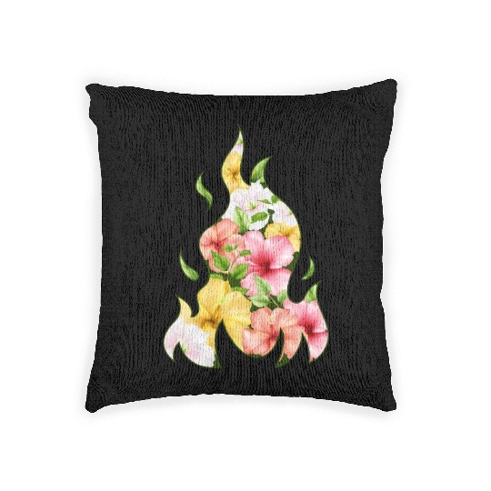 Coconut Girl Aesthetic Hibiscus Flame Woven Pillows