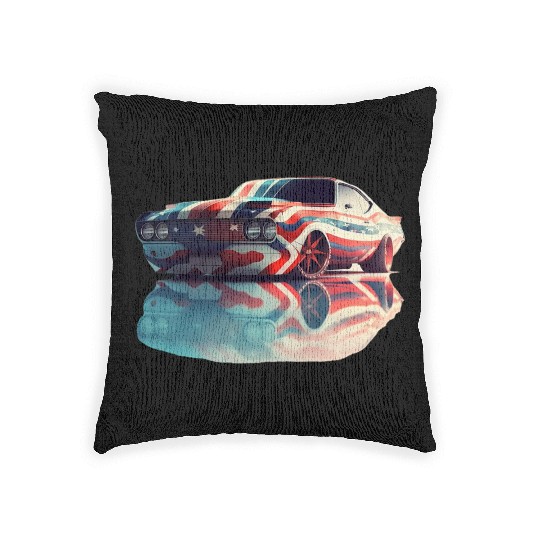 American pride and raw horsepower Woven Pillows
