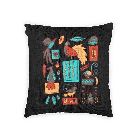 Retro 1950s Birds Of Paradise Pattern Woven Pillows