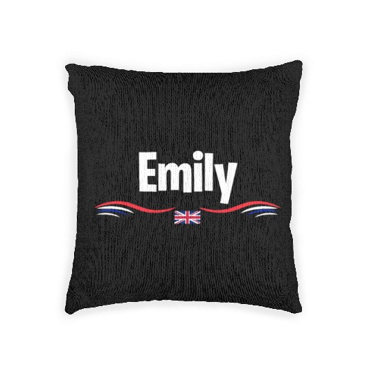 UK Flag Emily England Girl British Birthday Name Woven Pillows