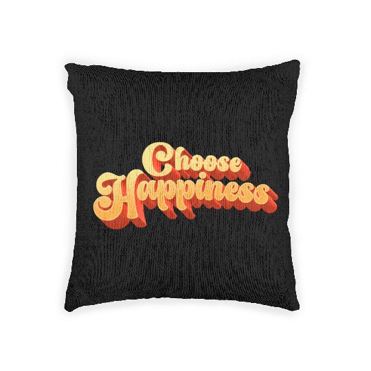 Choose Happiness Typography Woven Pillows
