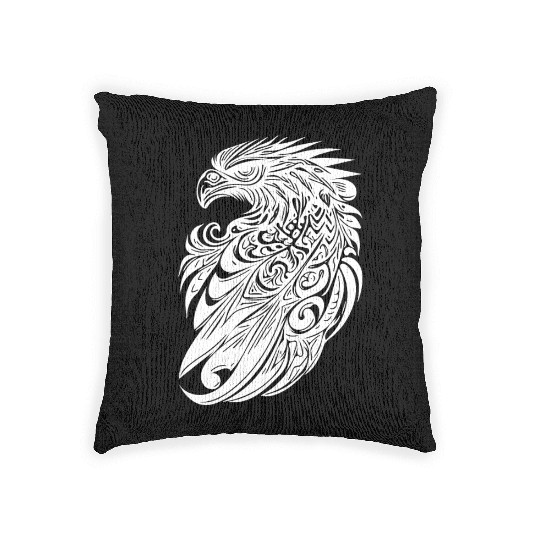 Eagle In Vintage Tattoo Tribal Feather Style Woven Pillows
