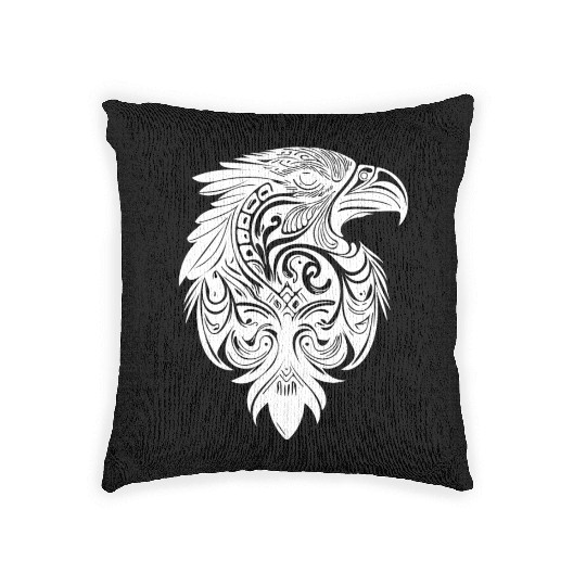 Eagle In Vintage T Tattoo Feather Style Woven Pillows