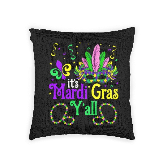 Its Mardi Gras Yall Woven Pillows Mardi Gras Party Mask