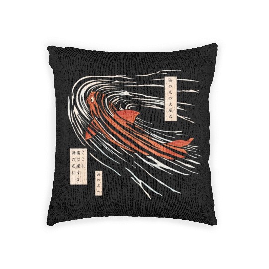 Koi fish on the seabed Woven Pillows